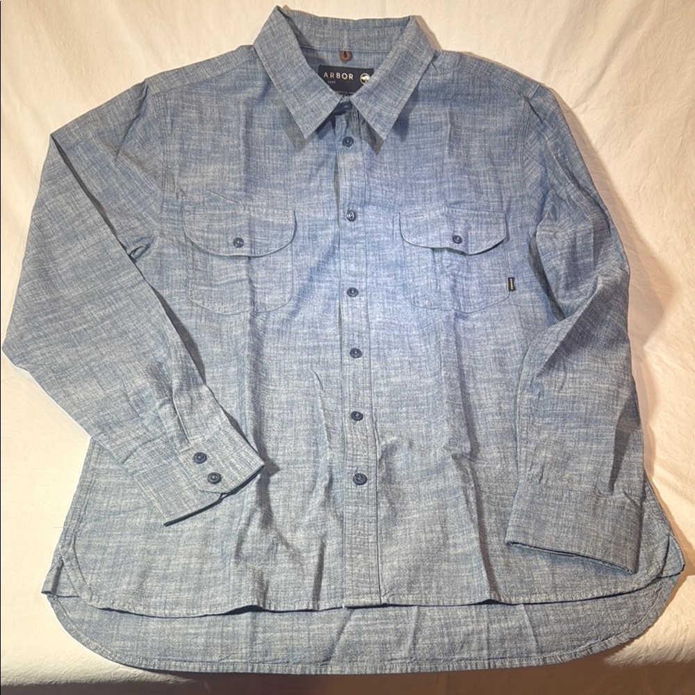 Arbor Chambray Long Sleeve Men's Button Up Shirt Large